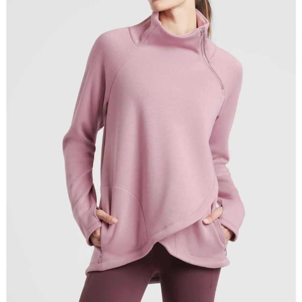 • Athleta • Women’s Cozy Karma Asym Pullover Sugarplum Mauve Purple Medium
